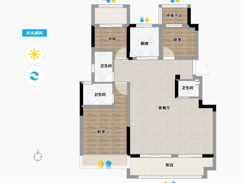 安徽省-合肥市-弘阳信德东方印-94.99-户型库-采光通风