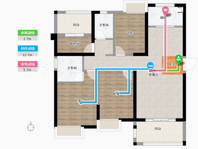 福建省-漳州市-禹洲雍禧澜湾-95.67-户型库-动静线