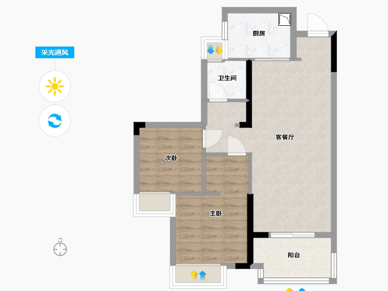 福建省-福州市-乌山九巷-64.00-户型库-采光通风