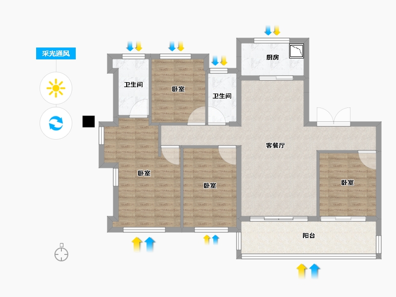 福建省-莆田市-天辉·悦府-103.00-户型库-采光通风