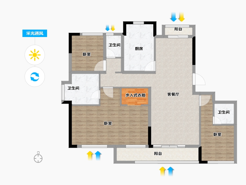 福建省-龙岩市-绿城·蘭园-132.00-户型库-采光通风