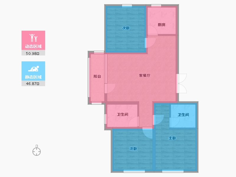 山东省-青岛市-城投悦动湾-87.00-户型库-动静分区