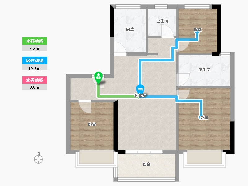 浙江省-宁波市-宝龙TOD奉甬新城-74.00-户型库-动静线