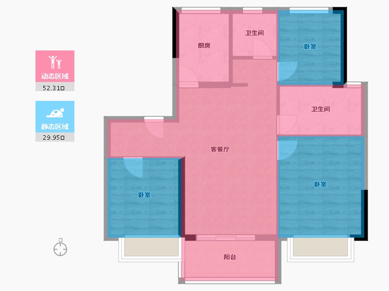 浙江省-宁波市-宝龙TOD奉甬新城-74.00-户型库-动静分区