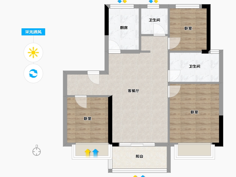 浙江省-宁波市-宝龙TOD奉甬新城-74.00-户型库-采光通风