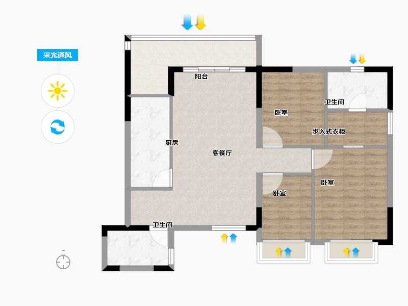 福建省-龙岩市-连城恒大悦澜湾-93.41-户型库-采光通风