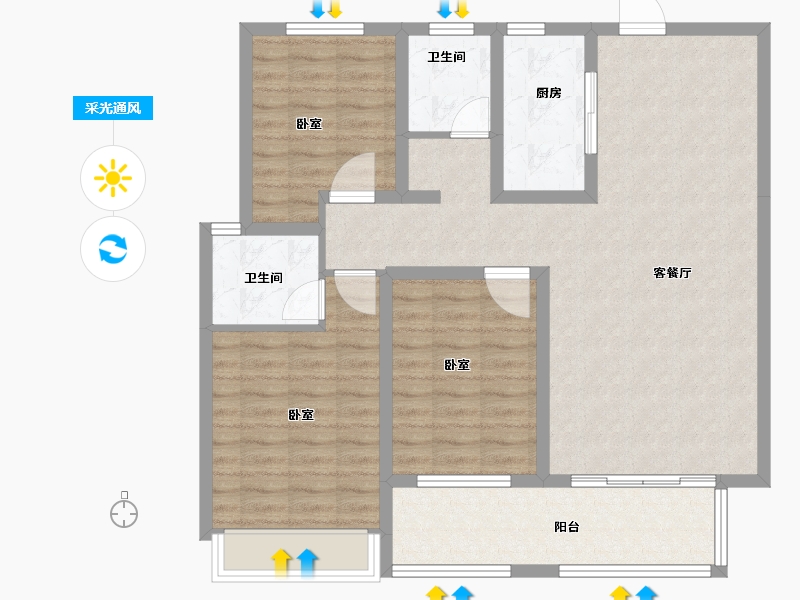 河南省-安阳市-泰和府-102.00-户型库-采光通风