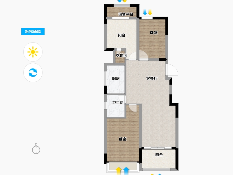 安徽省-合肥市-文一豪门金地-86.00-户型库-采光通风