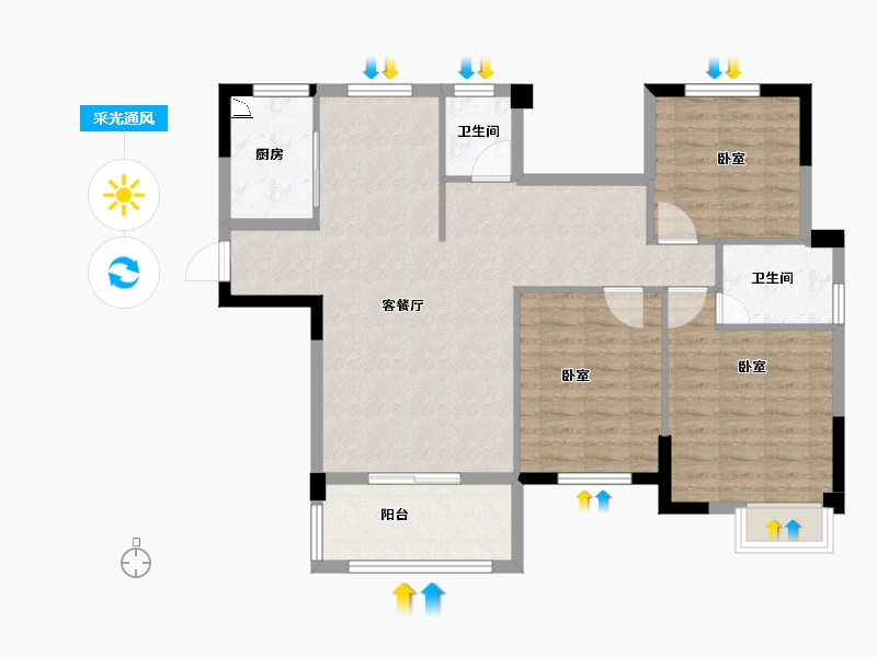 福建省-宁德市-屏南弘祥天玺-94.00-户型库-采光通风