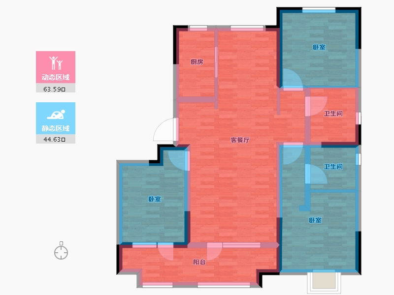 山东省-济南市-中海云麓公馆-96.00-户型库-动静分区