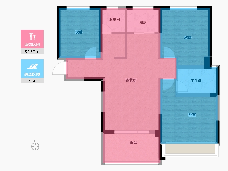 河南省-洛阳市-京熙帝景3期-86.88-户型库-动静分区