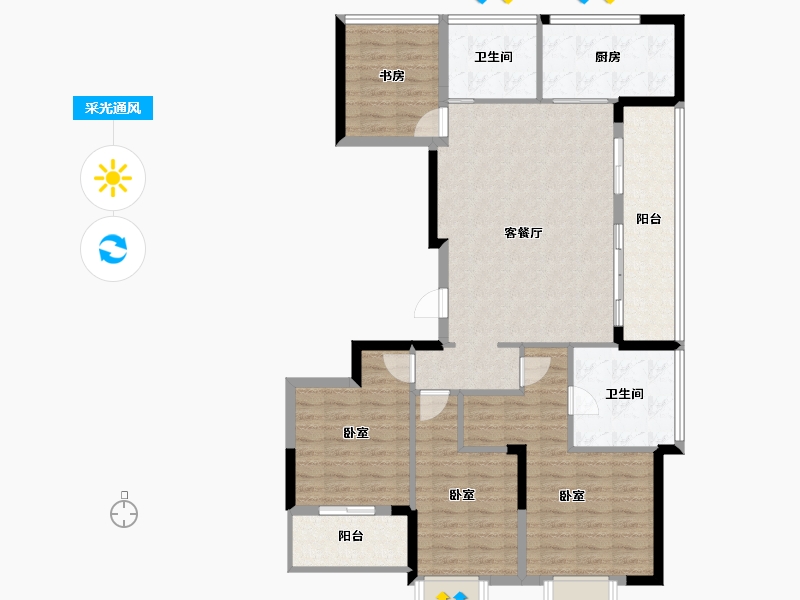 浙江省-嘉兴市-绿城留香园-116.00-户型库-采光通风