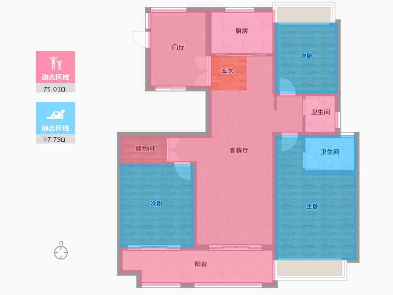 安徽省-滁州市-科创明城御府-110.39-户型库-动静分区