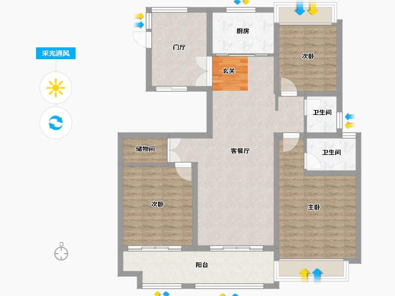 安徽省-滁州市-科创明城御府-110.39-户型库-采光通风