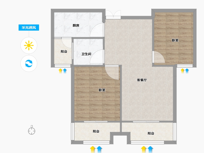 河南省-安阳市-天宏美好生活家园-80.00-户型库-采光通风