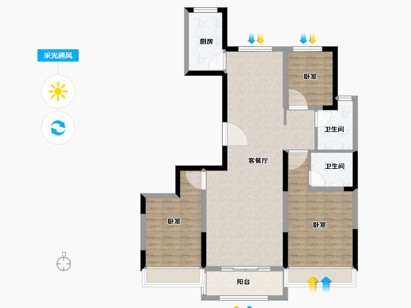 山东省-菏泽市-永泰和顺园-102.00-户型库-采光通风