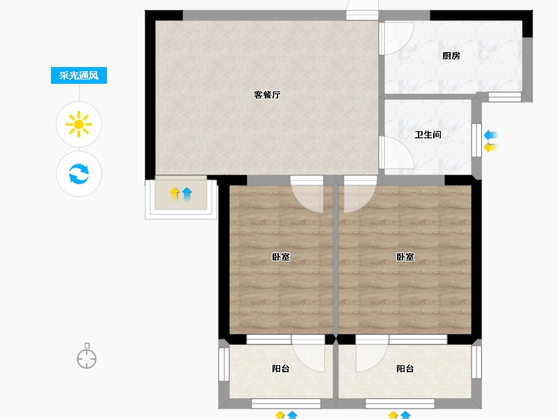 山东省-烟台市-香逸中央-60.00-户型库-采光通风