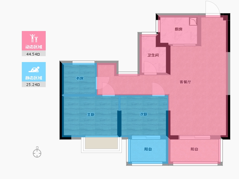 福建省-福州市-世茂福晟钱隆双玺-61.33-户型库-动静分区