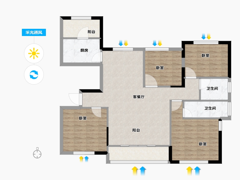 福建省-宁德市-中茵・外滩1号-103.00-户型库-采光通风