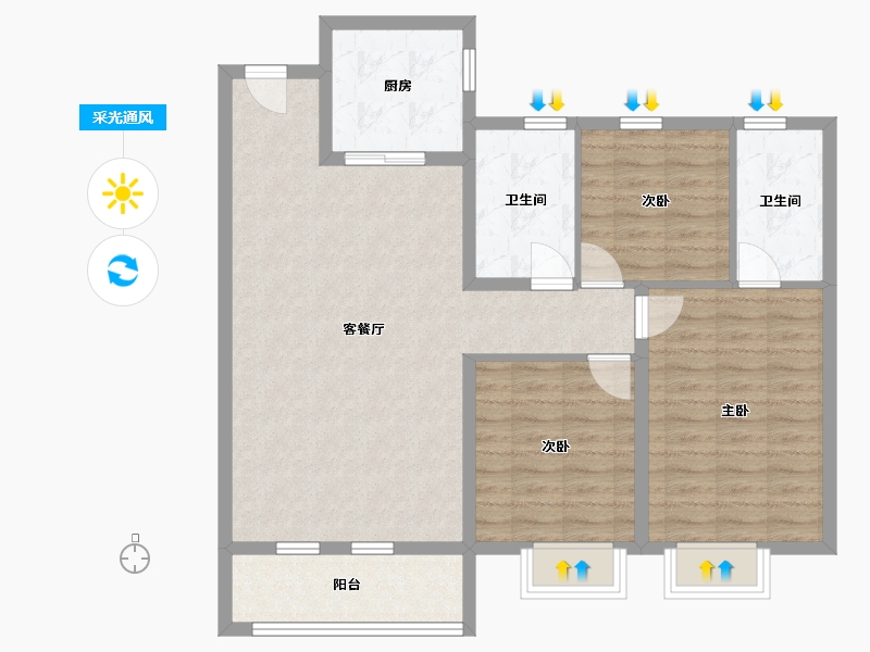 山东省-青岛市-铂悦灵犀湾-97.00-户型库-采光通风