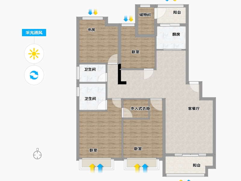 河南省-郑州市-御品蔚来云城-134.00-户型库-采光通风