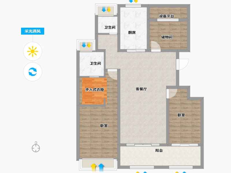 安徽省-合肥市-文一豪门金地-114.24-户型库-采光通风