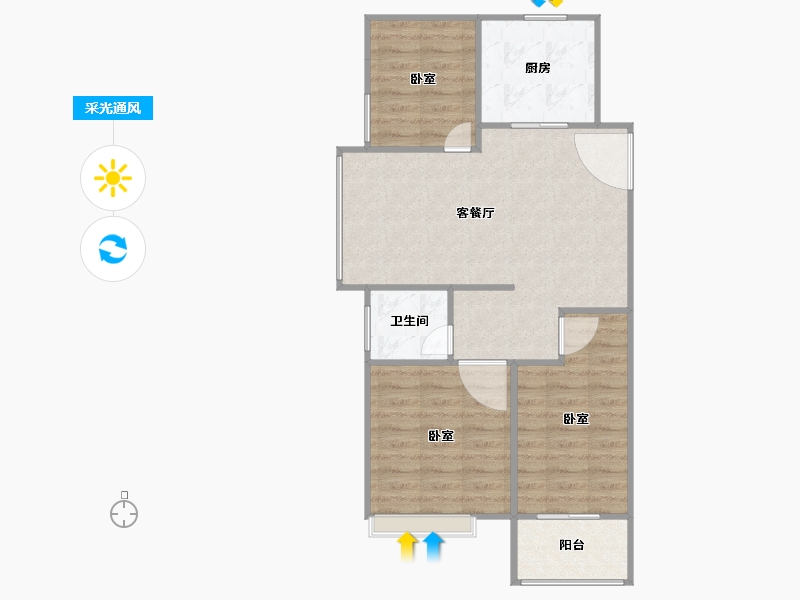 浙江省-嘉兴市-海樾风华-70.00-户型库-采光通风