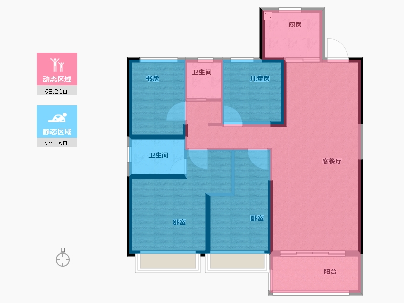 河南省-郑州市-碧桂园翡翠湾-114.00-户型库-动静分区