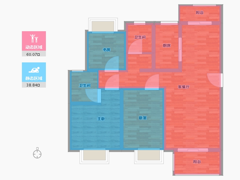 河南省-郑州市-法兰原著·半岛-87.78-户型库-动静分区