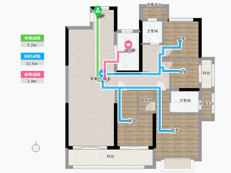 浙江省-宁波市-伊美尚品-111.00-户型库-动静线