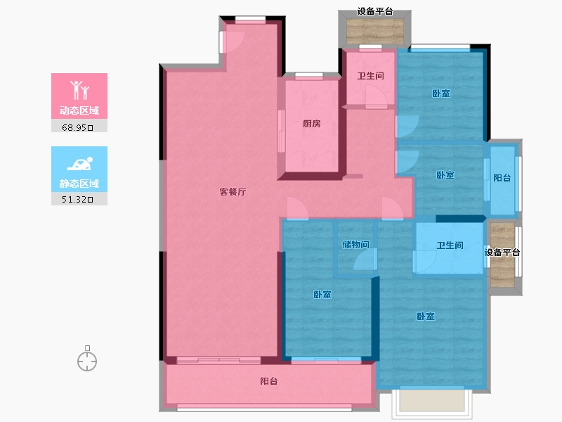 浙江省-宁波市-伊美尚品-111.00-户型库-动静分区