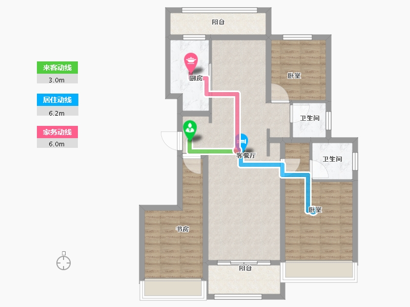 河南省-郑州市-郑北孔雀城-95.65-户型库-动静线