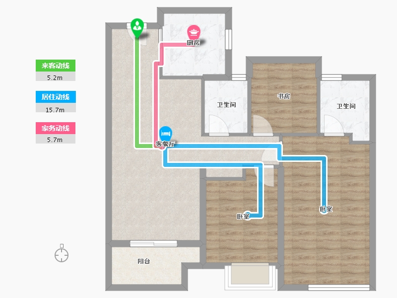 浙江省-杭州市-时代滨江翡翠之星-86.24-户型库-动静线