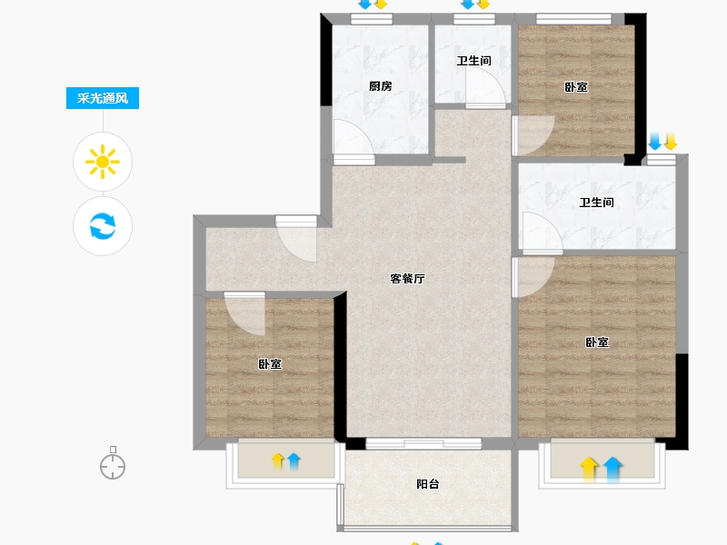 浙江省-宁波市-宝龙TOD奉甬新城-77.00-户型库-采光通风