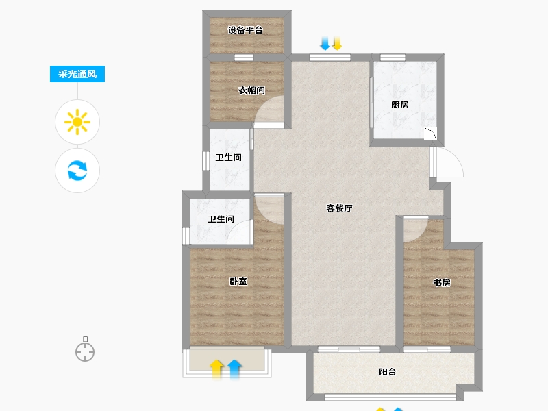 安徽省-合肥市-力高天悦府-90.00-户型库-采光通风