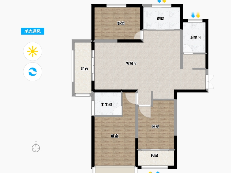 山东省-菏泽市-永泰和顺园-110.00-户型库-采光通风