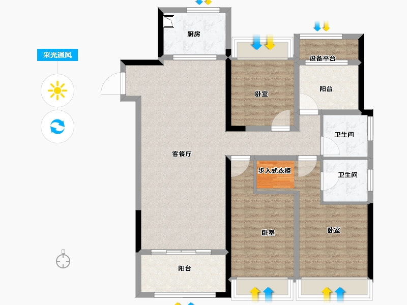 安徽省-合肥市-文一豪门金地-112.00-户型库-采光通风