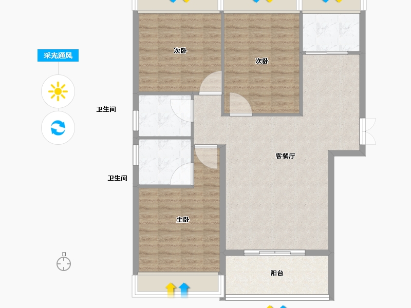 福建省-南平市-浦城金科御苑-97.99-户型库-采光通风