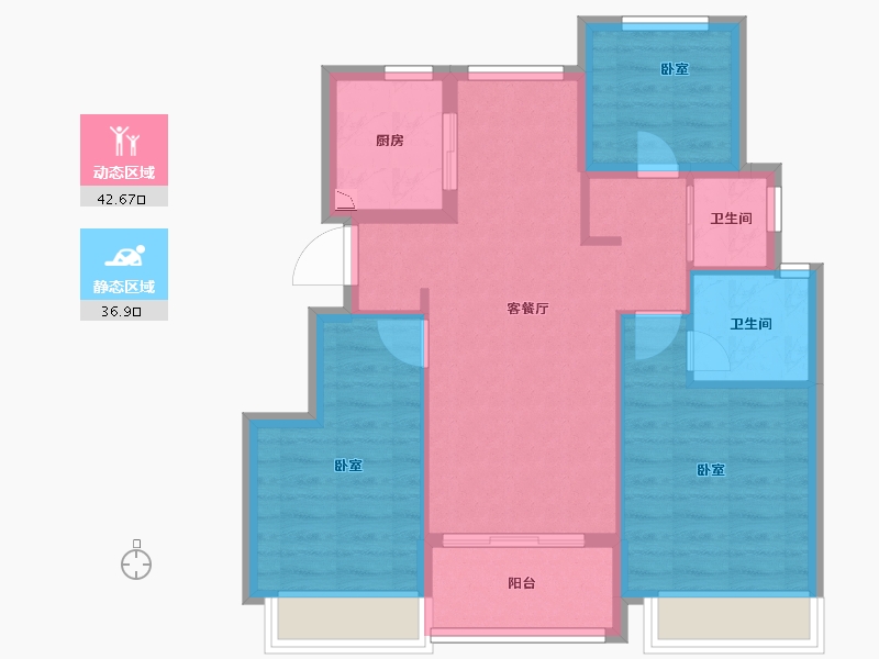 浙江省-舟山市-中梁·文澜府-71.00-户型库-动静分区