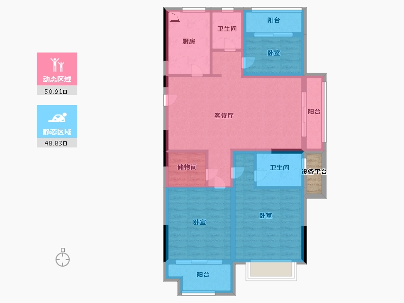 浙江省-宁波市-伊美尚品-90.00-户型库-动静分区