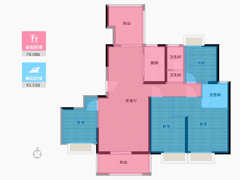 河南省-郑州市-法兰原著·半岛-125.98-户型库-动静分区