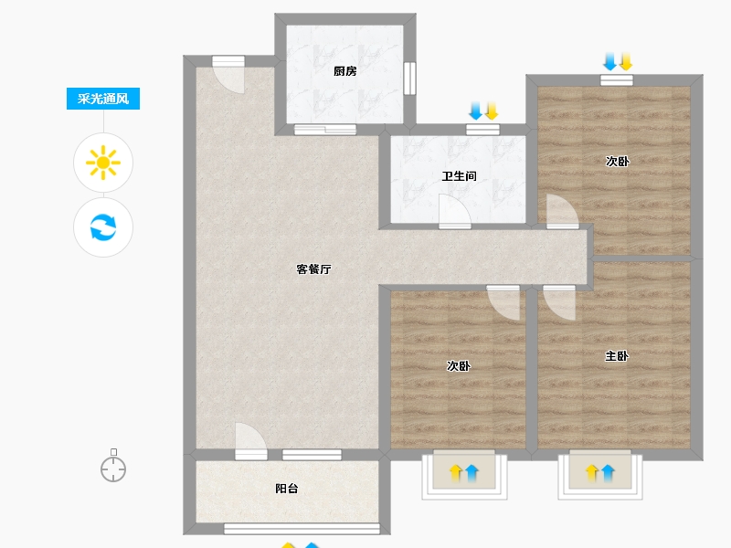 山东省-青岛市-铂悦灵犀湾-87.00-户型库-采光通风