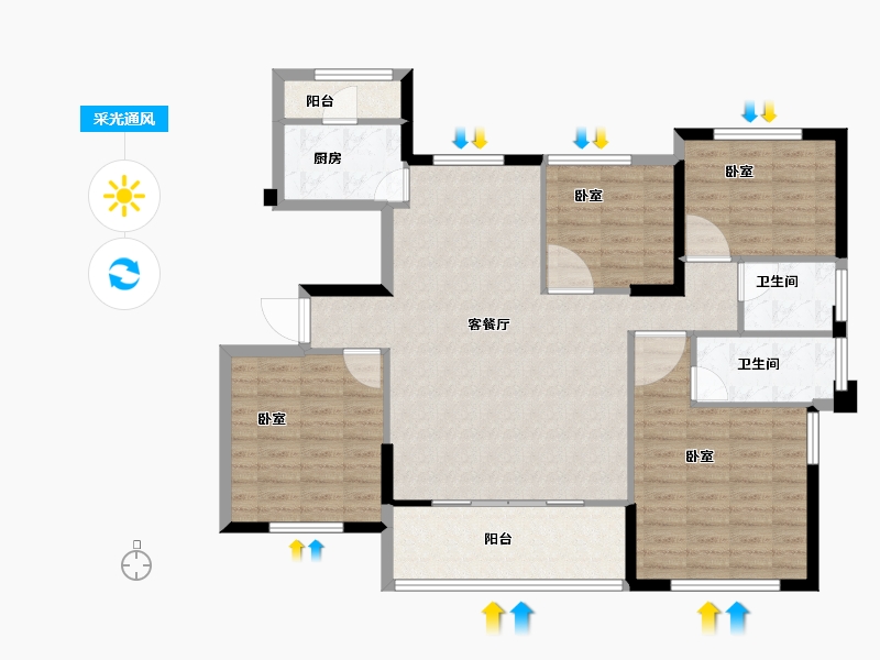 福建省-宁德市-中茵・外滩1号-112.00-户型库-采光通风