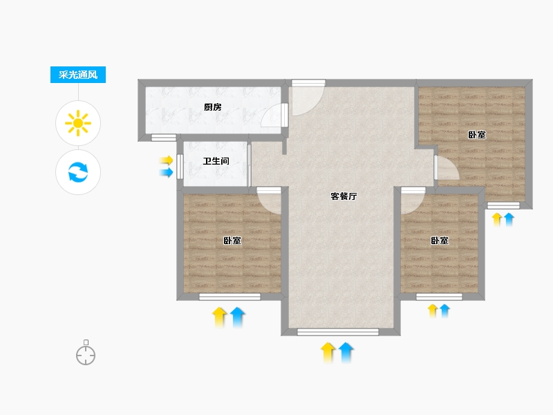 山东省-滨州市-海通御墅蓝庭-85.99-户型库-采光通风