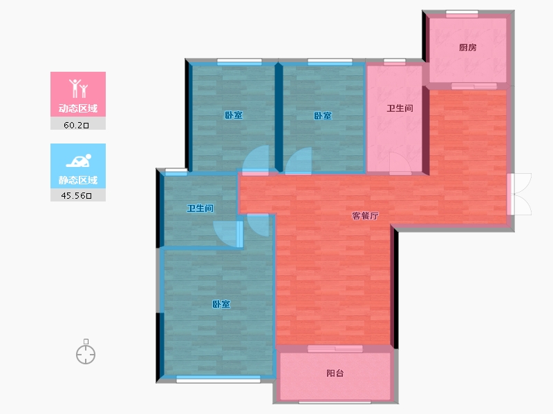 河南省-郑州市-大溪地-95.74-户型库-动静分区