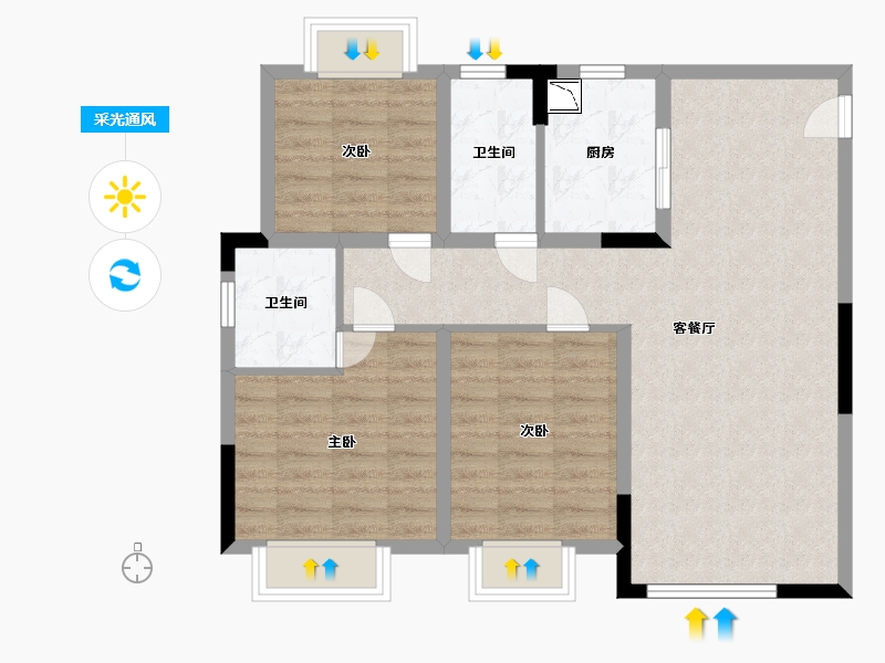 江西省-南昌市-江旅玉湖国际-82.00-户型库-采光通风