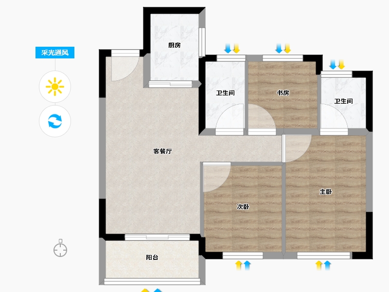 福建省-南平市-正荣·悦璟湾二期-71.00-户型库-采光通风