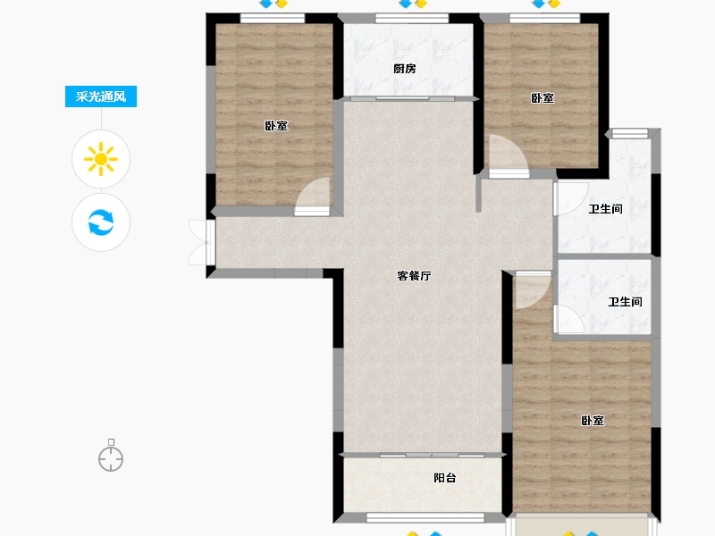 山东省-菏泽市-永泰和顺园-101.00-户型库-采光通风