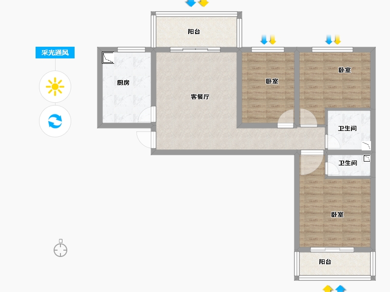 河南省-洛阳市-洛宁香泉花园-87.11-户型库-采光通风