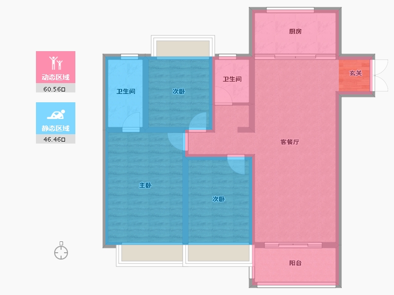 安徽省-滁州市-科创明城御府-95.67-户型库-动静分区